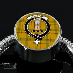 Scottish Houston Clan Tartan Bracelet - Round Shape Pendant Scottish Plaid Tartan Plaid