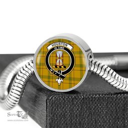 Scottish Houston Clan Tartan Bracelet - Round Shape Pendant Scottish Plaid Tartan Plaid