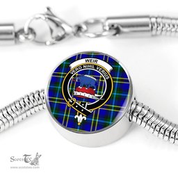 Scottish Weir Modern Clan Tartan Bracelet - Round Shape Pendant Scottish Plaid Tartan Plaid