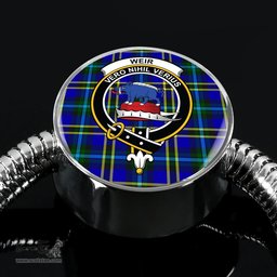 Scottish Weir Modern Clan Tartan Bracelet - Round Shape Pendant Scottish Plaid Tartan Plaid