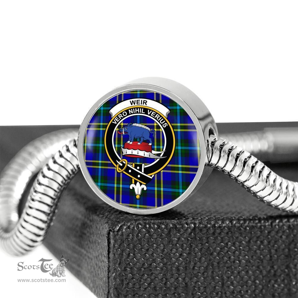 Scottish Weir Modern Clan Tartan Bracelet - Round Shape Pendant Scottish Plaid Tartan Plaid