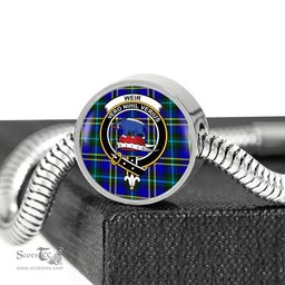 Scottish Weir Modern Clan Tartan Bracelet - Round Shape Pendant Scottish Plaid Tartan Plaid