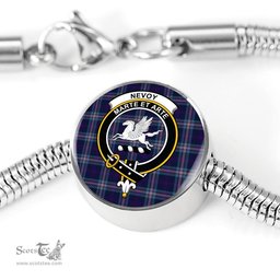 Scottish Nevoy Clan Tartan Bracelet - Round Shape Pendant Scottish Plaid Tartan Plaid