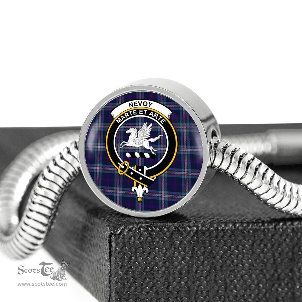 Scottish Nevoy Clan Tartan Bracelet - Round Shape Pendant Scottish Plaid Tartan Plaid