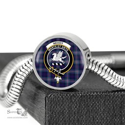 Scottish Nevoy Clan Tartan Bracelet - Round Shape Pendant Scottish Plaid Tartan Plaid