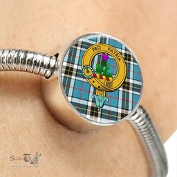 Scottish Thomson Clan Tartan Bracelet - Round Shape Pendant Scottish Plaid Tartan Plaid