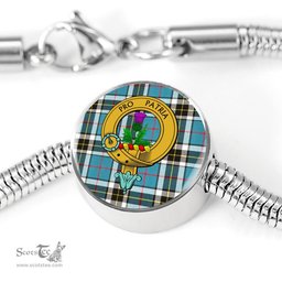 Scottish Thomson Clan Tartan Bracelet - Round Shape Pendant Scottish Plaid Tartan Plaid