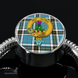 Scottish Thomson Clan Tartan Bracelet - Round Shape Pendant Scottish Plaid Tartan Plaid