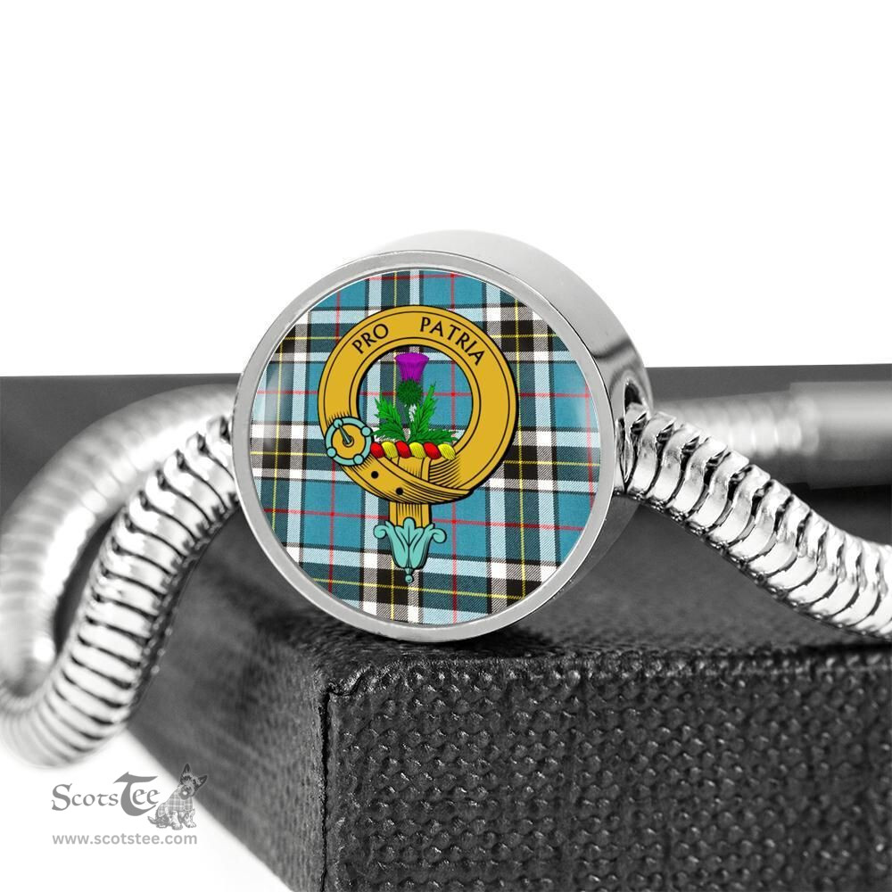 Scottish Thomson Clan Tartan Bracelet - Round Shape Pendant Scottish Plaid Tartan Plaid