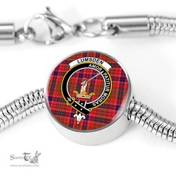 Scottish Lumsden Modern Clan Tartan Bracelet - Round Shape Pendant Scottish Plaid Tartan Plaid