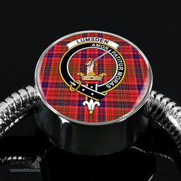 Scottish Lumsden Modern Clan Tartan Bracelet - Round Shape Pendant Scottish Plaid Tartan Plaid