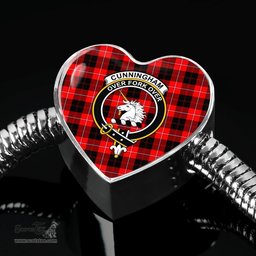 Scottish Cunningham Modern Clan Tartan Bracelet - Heart Shape Pendant Scottish Plaid Tartan Plaid