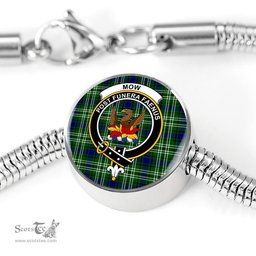 Scottish Mow Clan Tartan Bracelet - Round Shape Pendant Scottish Plaid Tartan Plaid