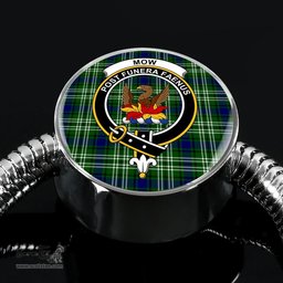 Scottish Mow Clan Tartan Bracelet - Round Shape Pendant Scottish Plaid Tartan Plaid