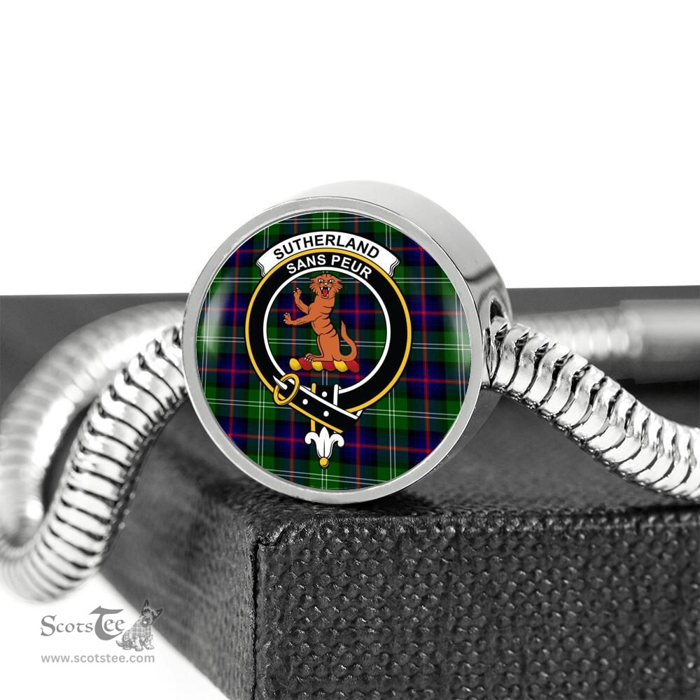 Scottish Sutherland I Clan Tartan Bracelet - Round Shape Pendant Scottish Plaid Tartan Plaid