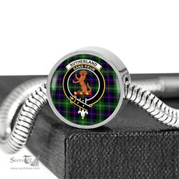 Scottish Sutherland I Clan Tartan Bracelet - Round Shape Pendant Scottish Plaid Tartan Plaid