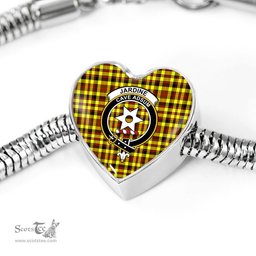 Scottish Jardine Clan Tartan Bracelet - Heart Shape Pendant Scottish Plaid Tartan Plaid