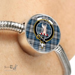 Scottish Napier Modern Clan Tartan Bracelet - Round Shape Pendant Scottish Plaid Tartan Plaid