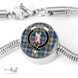 Scottish Napier Modern Clan Tartan Bracelet - Round Shape Pendant Scottish Plaid Tartan Plaid
