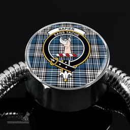 Scottish Napier Modern Clan Tartan Bracelet - Round Shape Pendant Scottish Plaid Tartan Plaid