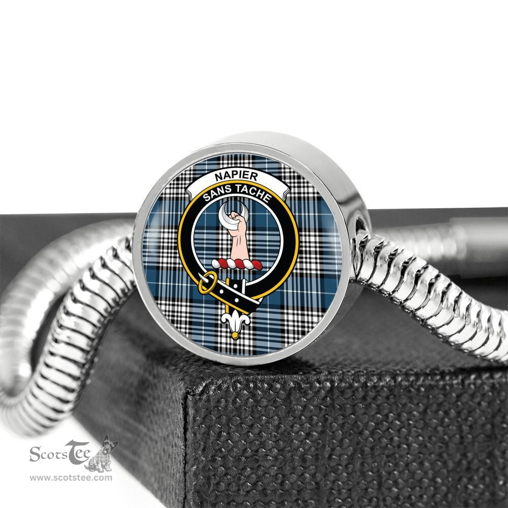 Scottish Napier Modern Clan Tartan Bracelet - Round Shape Pendant Scottish Plaid Tartan Plaid