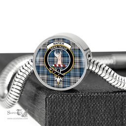 Scottish Napier Modern Clan Tartan Bracelet - Round Shape Pendant Scottish Plaid Tartan Plaid