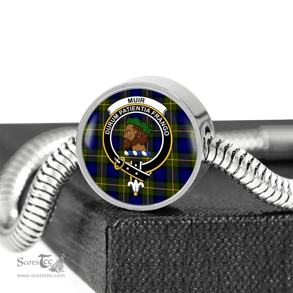 Scottish Muir Clan Tartan Bracelet - Round Shape Pendant Scottish Plaid Tartan Plaid