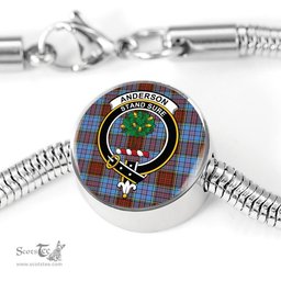 Scottish Anderson Modern Clan Tartan Bracelet - Round Shape Pendant Scottish Plaid Tartan Plaid