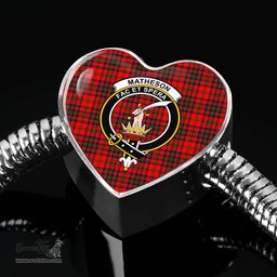 Scottish Matheson Modern Clan Tartan Bracelet - Heart Shape Pendant Scottish Plaid Tartan Plaid