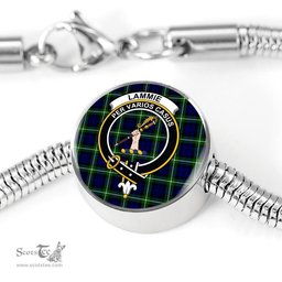 Scottish Lammie  Clan Tartan Bracelet - Round Shape Pendant Scottish Plaid Tartan Plaid