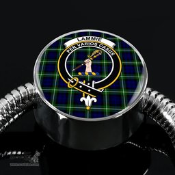 Scottish Lammie  Clan Tartan Bracelet - Round Shape Pendant Scottish Plaid Tartan Plaid
