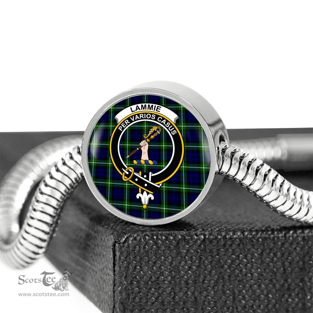 Scottish Lammie  Clan Tartan Bracelet - Round Shape Pendant Scottish Plaid Tartan Plaid