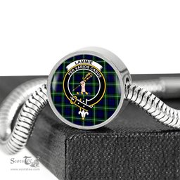 Scottish Lammie  Clan Tartan Bracelet - Round Shape Pendant Scottish Plaid Tartan Plaid