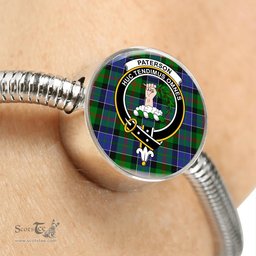 Scottish Paterson Clan Tartan Bracelet - Round Shape Pendant Scottish Plaid Tartan Plaid