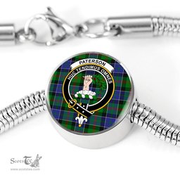 Scottish Paterson Clan Tartan Bracelet - Round Shape Pendant Scottish Plaid Tartan Plaid