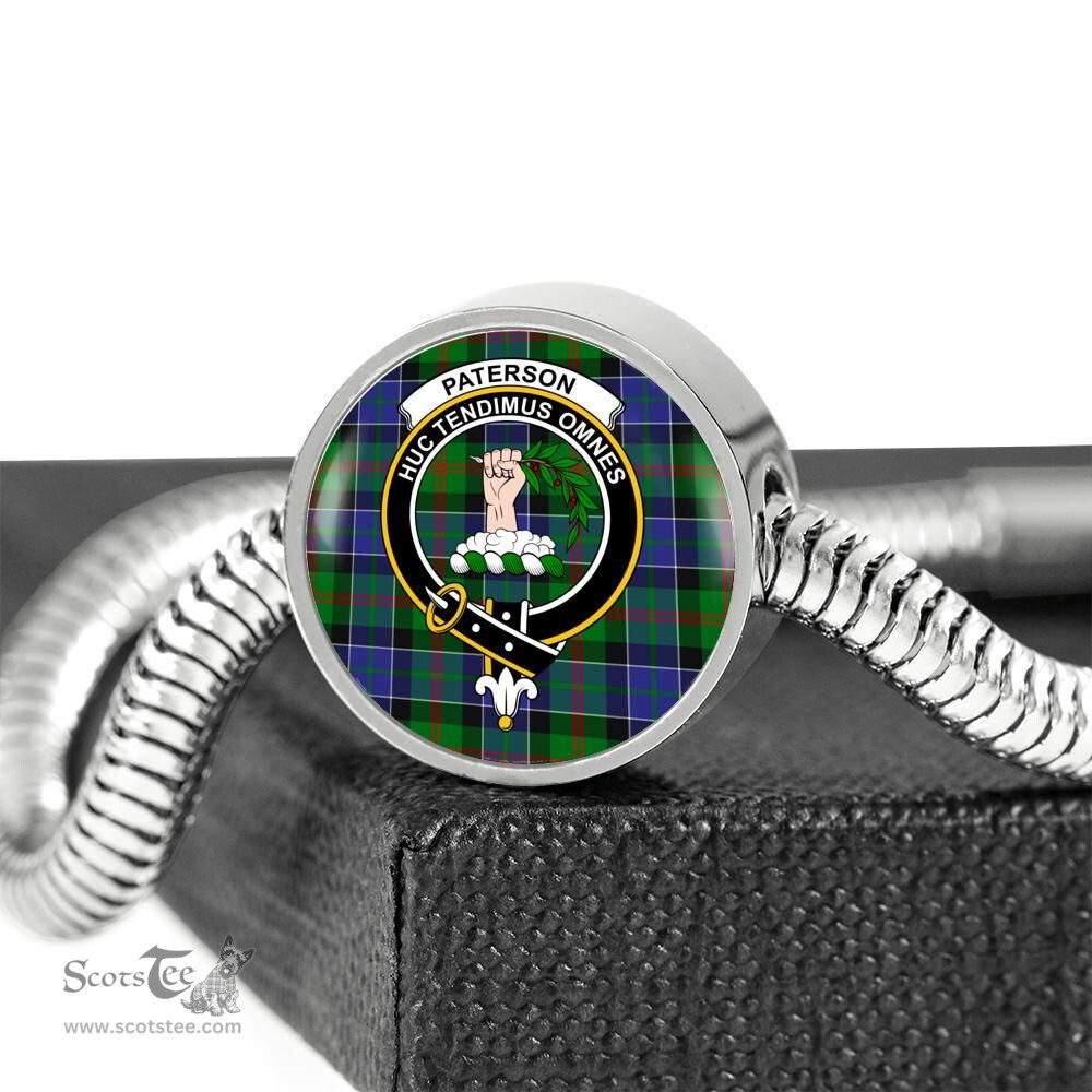 Scottish Paterson Clan Tartan Bracelet - Round Shape Pendant Scottish Plaid Tartan Plaid