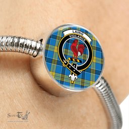 Scottish Laing Clan Tartan Bracelet - Round Shape Pendant Scottish Plaid Tartan Plaid