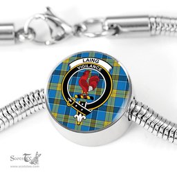 Scottish Laing Clan Tartan Bracelet - Round Shape Pendant Scottish Plaid Tartan Plaid