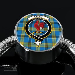 Scottish Laing Clan Tartan Bracelet - Round Shape Pendant Scottish Plaid Tartan Plaid