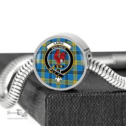 Scottish Laing Clan Tartan Bracelet - Round Shape Pendant Scottish Plaid Tartan Plaid