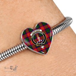 Scottish Charteris District Clan Tartan Bracelet - Heart Shape Pendant Scottish Plaid Tartan Plaid