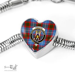 Scottish Preston Clan Tartan Bracelet - Heart Shape Pendant Scottish Plaid Tartan Plaid