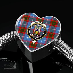 Scottish Preston Clan Tartan Bracelet - Heart Shape Pendant Scottish Plaid Tartan Plaid