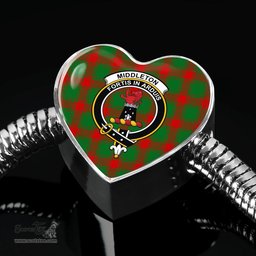 Scottish Middleton Modern Clan Tartan Bracelet - Heart Shape Pendant Scottish Plaid Tartan Plaid