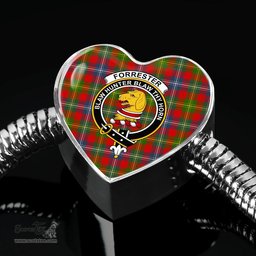 Scottish Forrester Clan Tartan Bracelet - Heart Shape Pendant Scottish Plaid Tartan Plaid