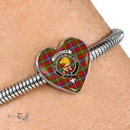 Scottish Forrester Clan Tartan Bracelet - Heart Shape Pendant Scottish Plaid Tartan Plaid
