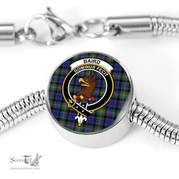 Scottish Baird Modern Clan Tartan Bracelet - Round Shape Pendant Scottish Plaid Tartan Plaid