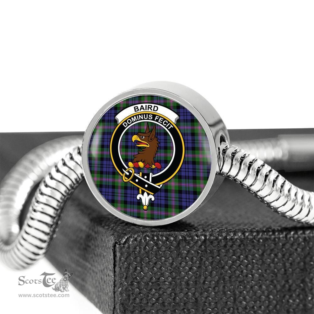 Scottish Baird Modern Clan Tartan Bracelet - Round Shape Pendant Scottish Plaid Tartan Plaid