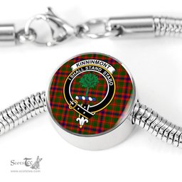Scottish Kinninmont Clan Tartan Bracelet - Round Shape Pendant Scottish Plaid Tartan Plaid