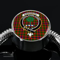 Scottish Kinninmont Clan Tartan Bracelet - Round Shape Pendant Scottish Plaid Tartan Plaid